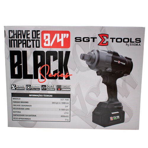 Chave de impacto a bateria 21V 6Ah encaixe 3/4