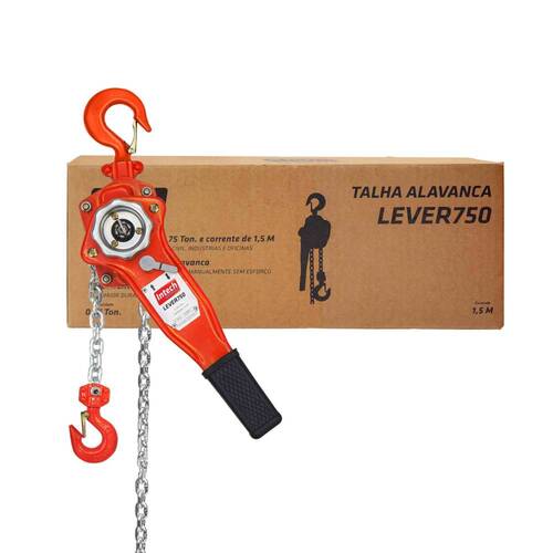 Talha manual de alavanca capacidade 750 kg corrente de 1,5 metro - LEVER750 Talha manual de alavanca capacidade 750 kg corrente de 1,5 metro - LEVER750