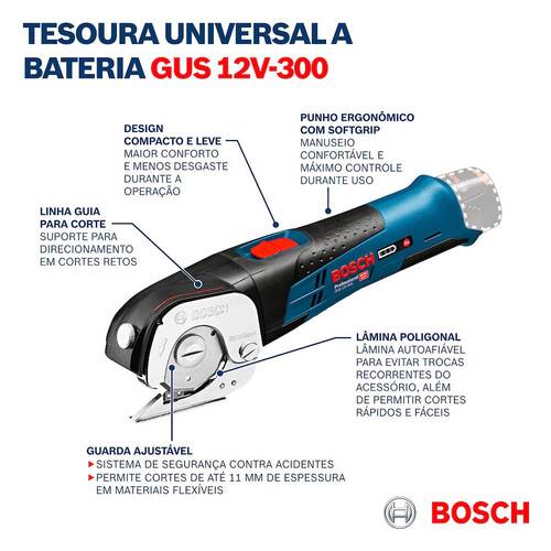 Tesoura universal a bateria 12V sem bateria - GUS 12V-300