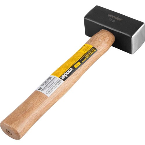 Marreta quadrada 1 kg com cabo em madeira Marreta quadrada 1 kg com cabo em madeira