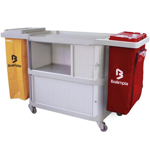 Carro funcional extra 2 bolsas amarela e vermelha com porta Carro funcional extra 2 bolsas amarela e vermelha com porta