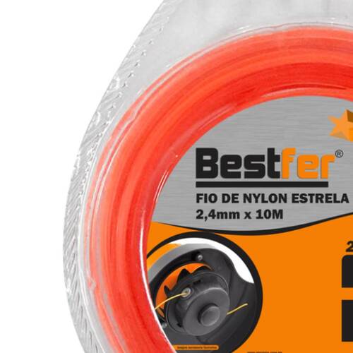 Fio de nylon estrela para roçadeira 2,4 mm x 10 metros - BFH1768 Fio de nylon estrela para roçadeira 2,4 mm x 10 metros - BFH1768