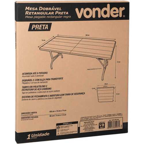 Mesa dobrável retangular 1,80 m x 74 cm Mesa dobrável retangular 1,80 m x 74 cm