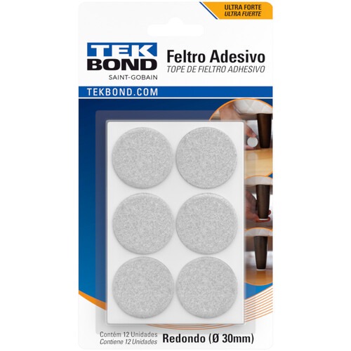 Feltro protetor adesivo redondo 30 mm com 12 unidades Feltro protetor adesivo redondo 30 mm com 12 unidades