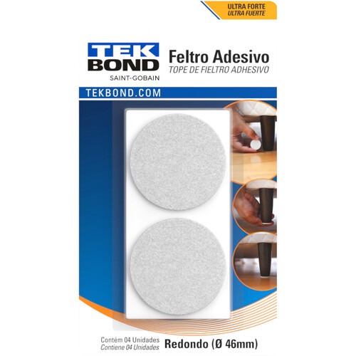 Feltro protetor adesivo redondo 46 mm com 4 unidades Feltro protetor adesivo redondo 46 mm com 4 unidades