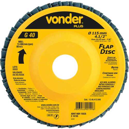 Disco de lixa flap disc reto 4.1/2 Disco de lixa flap disc reto 4.1/2