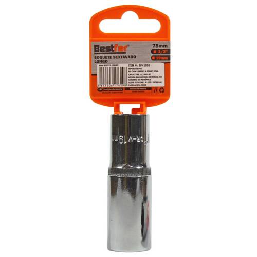 Soquete sextavado longo 19 mm com encaixe 1/2 Soquete sextavado longo 19 mm com encaixe 1/2