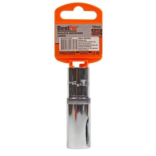 Soquete sextavado longo 17 mm com encaixe 1/2 Soquete sextavado longo 17 mm com encaixe 1/2