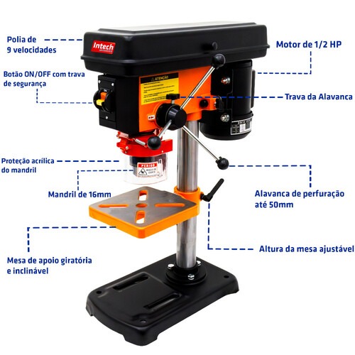 Furadeira de bancada 1/2 hp mandril 5/8