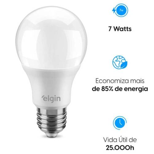 Lâmpada led bulbo 7W 540 lúmens branca fria - LEDA55 110V/220V Lâmpada led bulbo 7W 540 lúmens branca fria - LEDA55 110V/220V