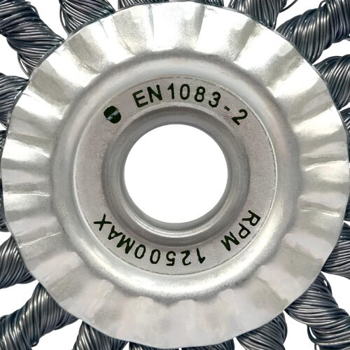 Escova de aço circular ondulada 152,4 x 19 mm com furo Escova de aço circular ondulada 152,4 x 19 mm com furo