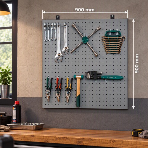 Painel para ferramentas perfurado metálico 900 x 900 mm - RLL-140 Painel para ferramentas perfurado metálico 900 x 900 mm - RLL-140
