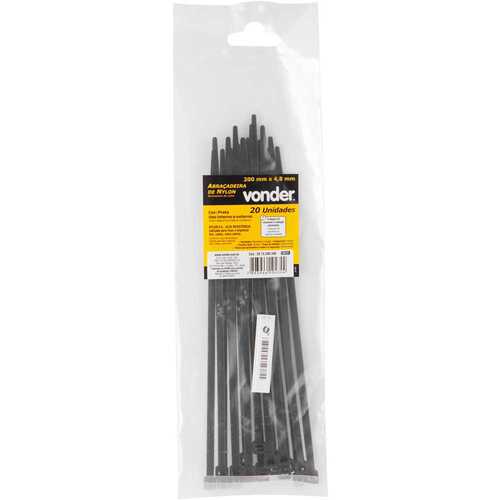 Abraçadeira de nylon preta 4,8 mm x 20 cm com 20 peças Abraçadeira de nylon preta 4,8 mm x 20 cm com 20 peças