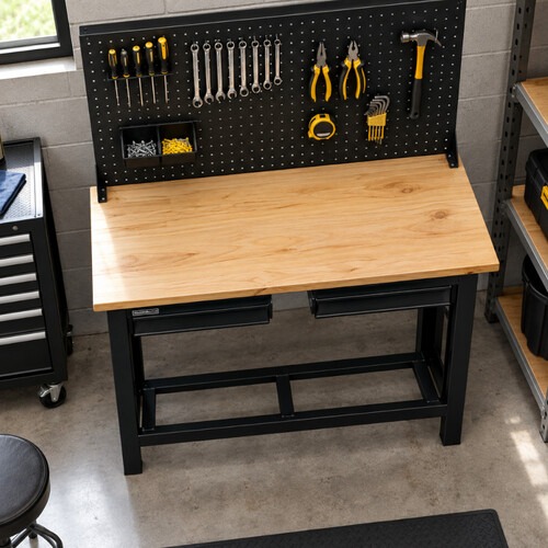 Bancada com 2 gavetas e painel para ferramentas perfurado met�lico - RLL-215P