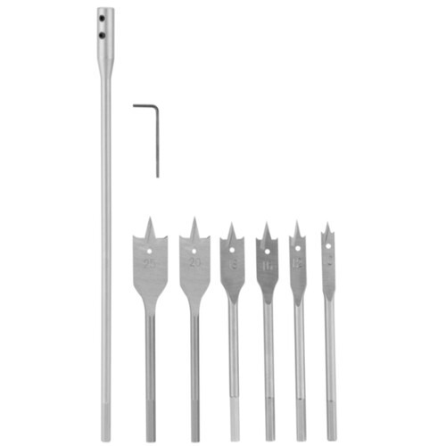 Jogo de broca chata para madeira 10 a 25 mm com 6 peças - 704069 Jogo de broca chata para madeira 10 a 25 mm com 6 peças - 704069