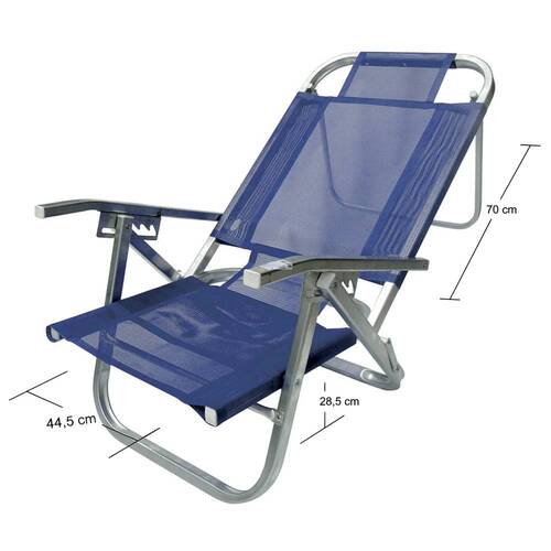 Cadeira de praia dobr�vel em 5 posi��es azul royal - Copacabana
