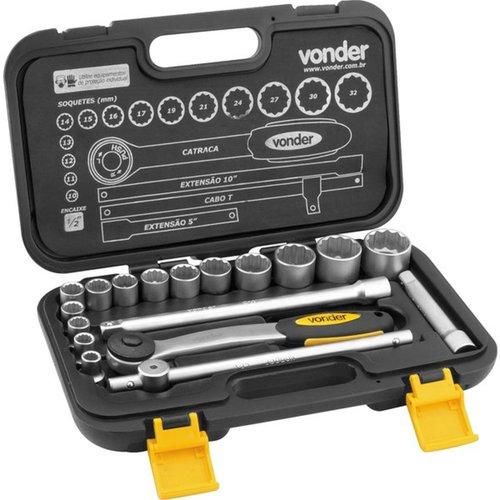 Jogo de soquete estriado 10 a 32 mm encaixe 