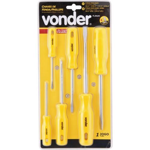 Jogo de chaves fenda e phillips com 6 peças Jogo de chaves fenda e phillips com 6 peças