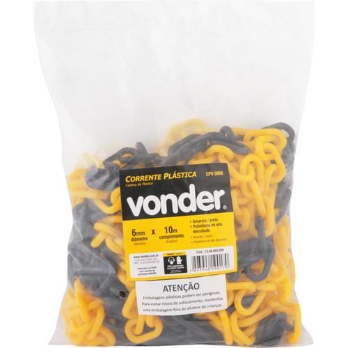 Corrente plstica 6 mm amarela e preta com 10 metros