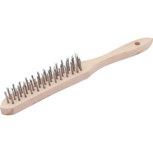 Escova manual com cerdas de a�o inox 3 fileiras com cabo de madeira