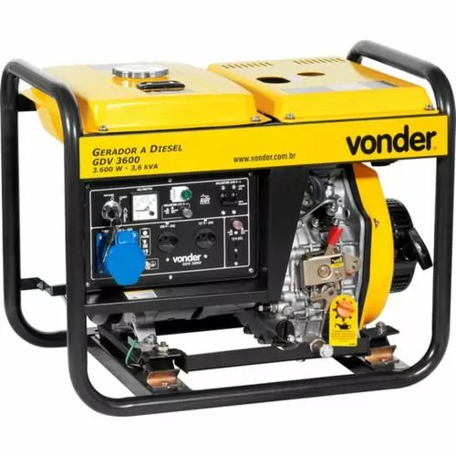 Gerador de energia à diesel 3,6 kva potência de 6,4 hp monofásico 4 tempos - GDV3600
