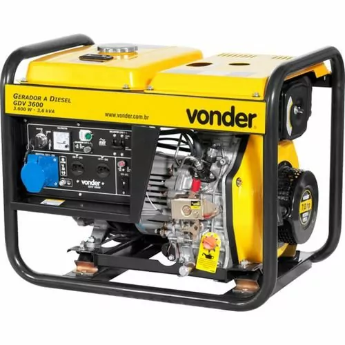 Gerador de energia à diesel 3,6 kva potência de 6,4 hp monofásico 4 tempos - GDV3600
