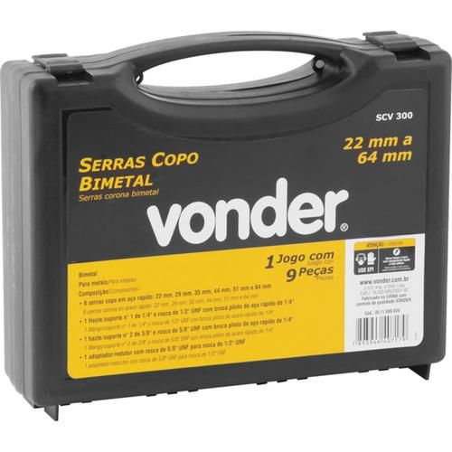 Jogo de serras copo bimetal em ao rpido com 9 peas - SCV 300