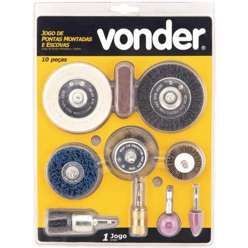 Jogo de pontas montadas e escova com 10 peças Jogo de pontas montadas e escova com 10 peças