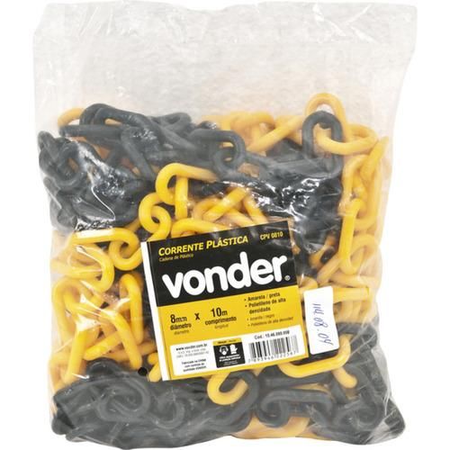 Corrente plstica para sinalizao 8 mm 10 m  preta Vonder