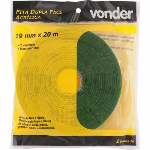 Fita dupla face acrílica 19 mm x 20 m