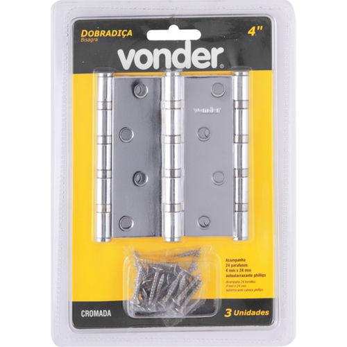 Dobradi�a anel rolamento cromada com 3 pe�as 4