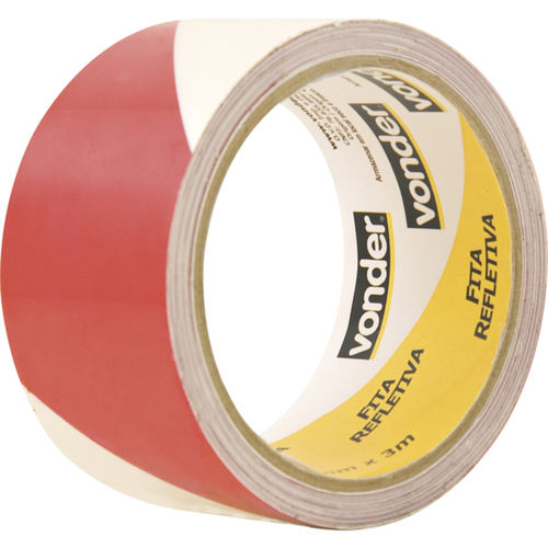 Fita adesiva refletiva 50 mm x 3 m vermelha e branca Fita adesiva refletiva 50 mm x 3 m vermelha e branca