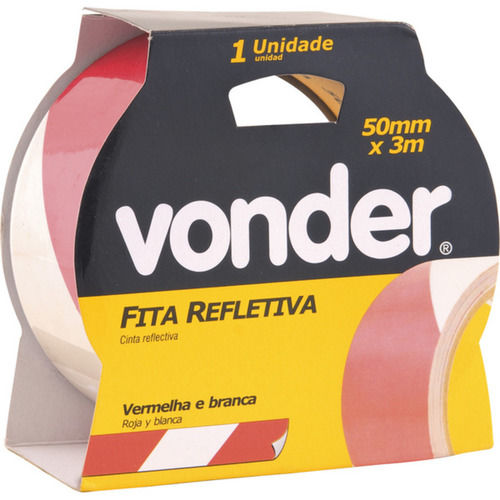Fita adesiva refletiva 50 mm x 3 m vermelha e branca Fita adesiva refletiva 50 mm x 3 m vermelha e branca