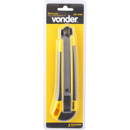 Estilete largo 25 mm emborrachado  trava deslizante  Estilete largo 25 mm emborrachado  trava deslizante