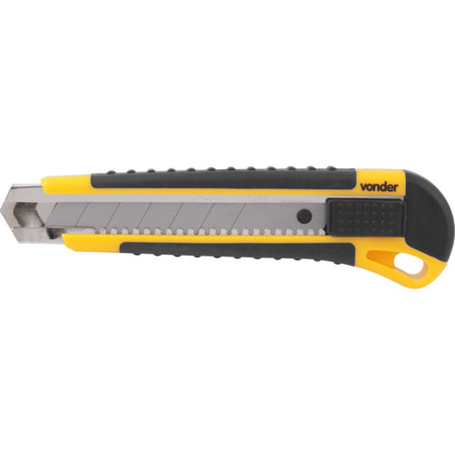 Estilete largo 25 mm emborrachado  trava deslizante  Estilete largo 25 mm emborrachado  trava deslizante