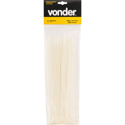 Abraadeira branca de nylon 3,6 mm x 28 cm com 100 peas