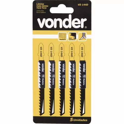 Jogo de lâminas para serra tico tico 100 mm 6 dentes com 05 peças - VD 144D