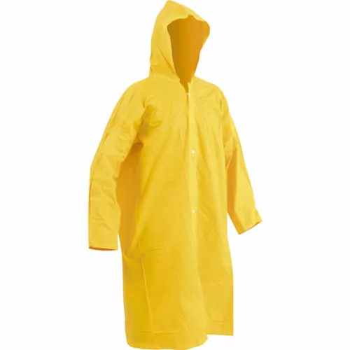 Capa de chuva em PVC laminado sem forro amarela