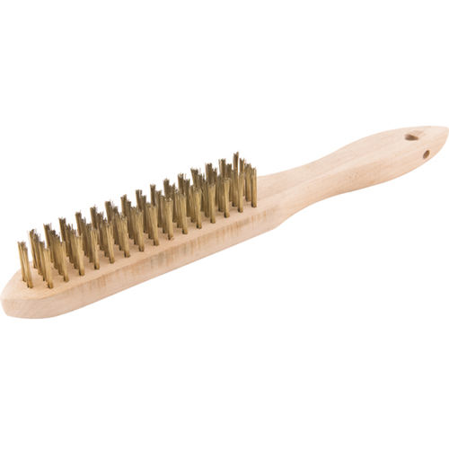 Escova manual com cerdas de latão 4 fileiras cabo de madeira  Escova manual com cerdas de latão 4 fileiras cabo de madeira