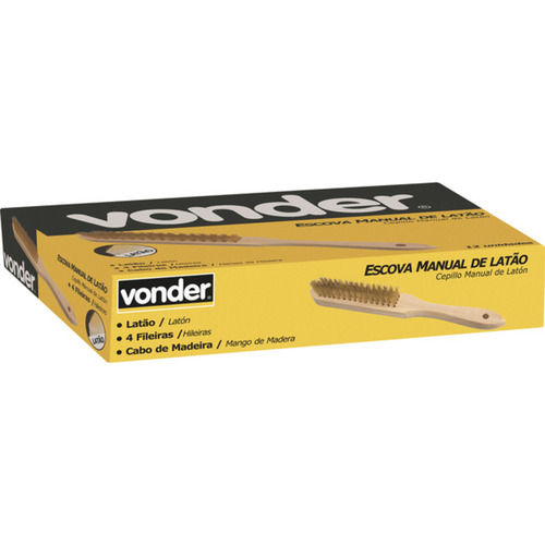 Escova manual com cerdas de latão 4 fileiras cabo de madeira  Escova manual com cerdas de latão 4 fileiras cabo de madeira