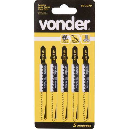 Lâminas serra tico tico 100 mm 6 dentes para madeira 5 peças - VD 244D Lâminas serra tico tico 100 mm 6 dentes para madeira 5 peças - VD 244D