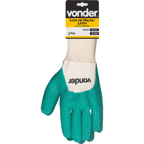Luva de malha com látex verde - MLV 1002 Luva de malha com látex verde - MLV 1002