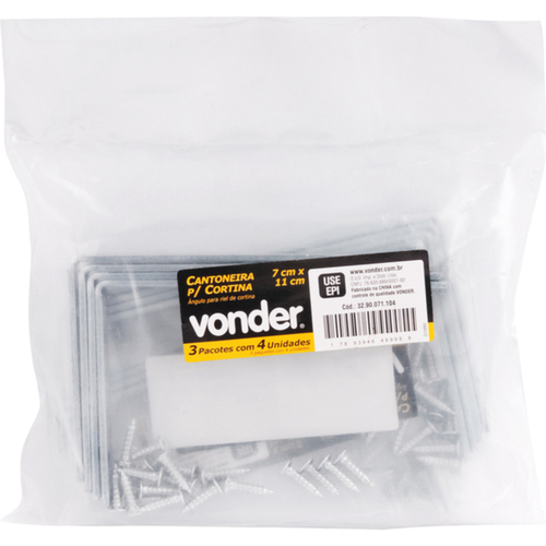 Cantoneira para cortina 7 cm x 11 cm zincada com 4 pe�as