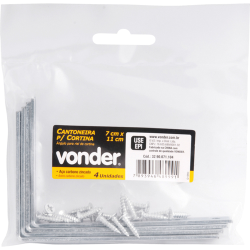 Cantoneira para cortina 7 cm x 11 cm zincada com 4 pe�as