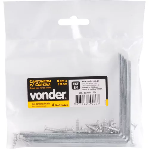 Cantoneira para cortina 8 cm x 10 cm zincada com 4 peças