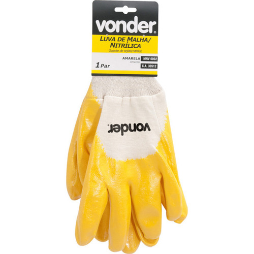 Luva de malha com borracha nitrlica amarela tamanho 10 MNV 0002