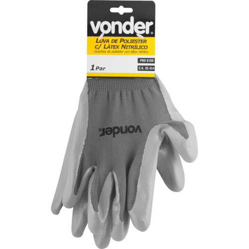 Luva de poliéster com látex nitrílico tamanho 9 - PNV 0109 Luva de poliéster com látex nitrílico tamanho 9 - PNV 0109