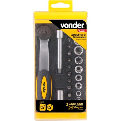 Jogo de bits e soquetes com 25 peças Jogo de bits e soquetes com 25 peças