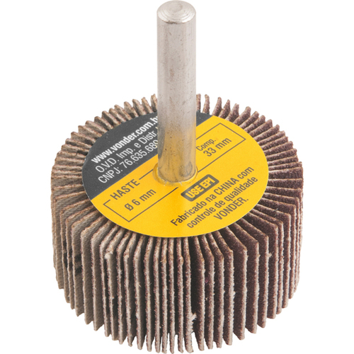 Roda de lixa 40 x 20 mm com haste grão 120  Roda de lixa 40 x 20 mm com haste grão 120