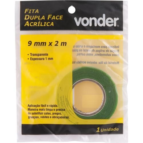 Fita dupla face acr�lica, 9 mm x 2 metros